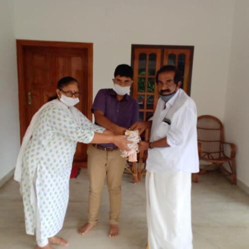 Manavodaya Charitable Society Secretary donated mask to M L A DR. N Jayaraj